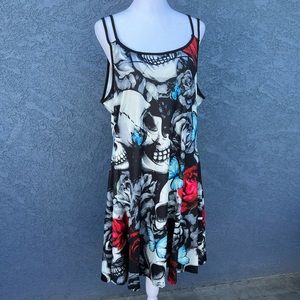 Floral Skull Dress with Butterflies